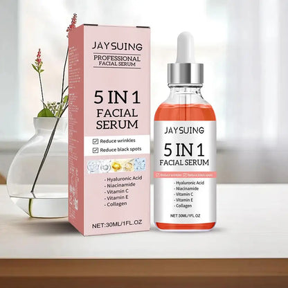 5 In 1 Fade fine lines Firming Face Serum Moisturizing brightning Vitamin C Hyaluronic Acid Facial Serum Shrink Pores Skin Care