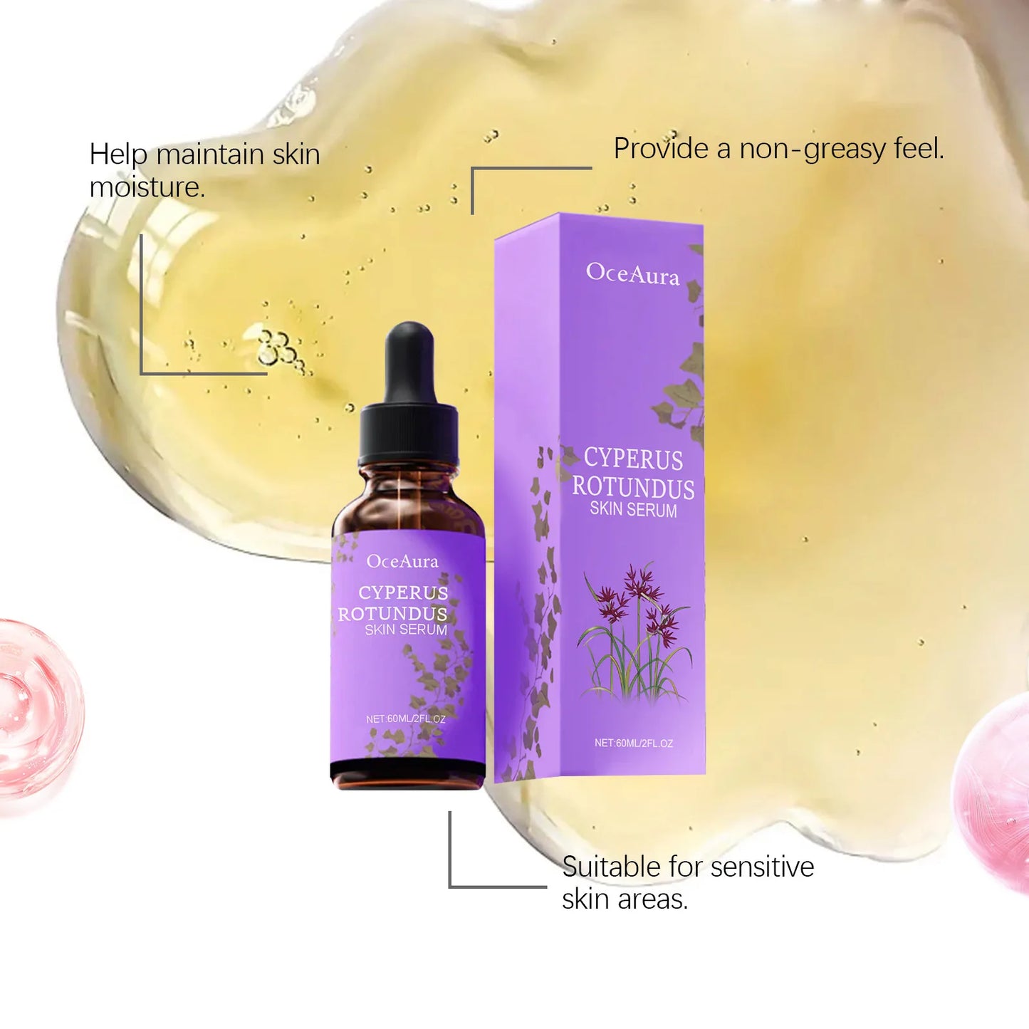 OceAura Cyperus Rotundus Skin Serum Soft Hair Inhibitor Anti Hair Growth Smooth Skin Moisturizing Body Care Cyperus Rotundus Oil