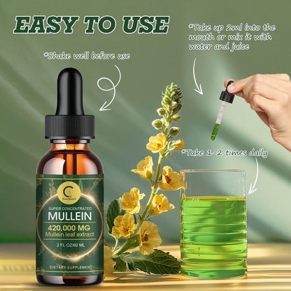 Mullein Drops for Lungs - Mullein Leaf Extract for Lung Detox & Cleanse, Support for Respiratory, Immune, Digestive System